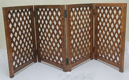 Four Panel Mango Wood Folding Pet Gate