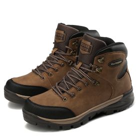 Large Size Winter Men's Shoes High-top Cotton Boots Plus Velvet To Keep Warm (Option: Brown-47)