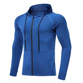 Long-sleeved Stretch Tight Fitness Training Suit (Option: Blue-XL)