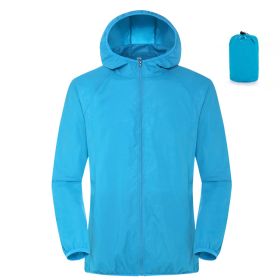 Summer Outdoor Sun Protection Clothing Women'S Lightweight Waterproof Windbreaker (Option: Sky Blue-2XL)