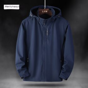 Single Men's Assault Jacket Outdoor Sports Waterproof Mountaineering Suit Trench Coat (Option: Navy Blue-XL-Men)