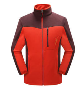 Cross-border Sources Of New Polar Fleece Warm Fleece Couple Cardigan Contrast (Option: Big red man-XL)