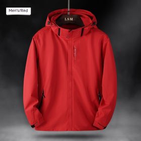 Single Men's Assault Jacket Outdoor Sports Waterproof Mountaineering Suit Trench Coat (Option: Red-XL-Men)