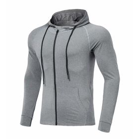 Long-sleeved Stretch Tight Fitness Training Suit (Option: Light Grey-M)