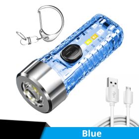 Mini Portable LED Flashlight With Keychain (Color: Blue)