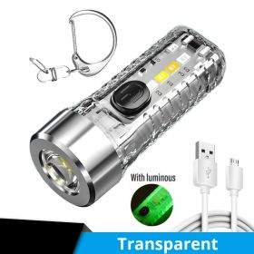 Mini Portable LED Flashlight With Keychain (Color: Transparent)