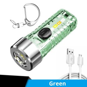 Mini Portable LED Flashlight With Keychain (Color: Green)