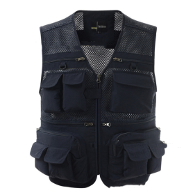 Multipurpose Indoor Outdoor Multiple Pocket Vest (Option: Navy Blue-4XL)