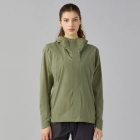 Autumn Winter Wool Lined Warm Soft Shell Jacket Windproof Safety Reflective Tape Breathable (Option: Dark Fog Green-L)