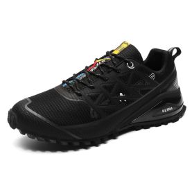 Men's Outdoor Off-road Running Shoes Air Cushion Mountaineering (Option: 8 Black-46)